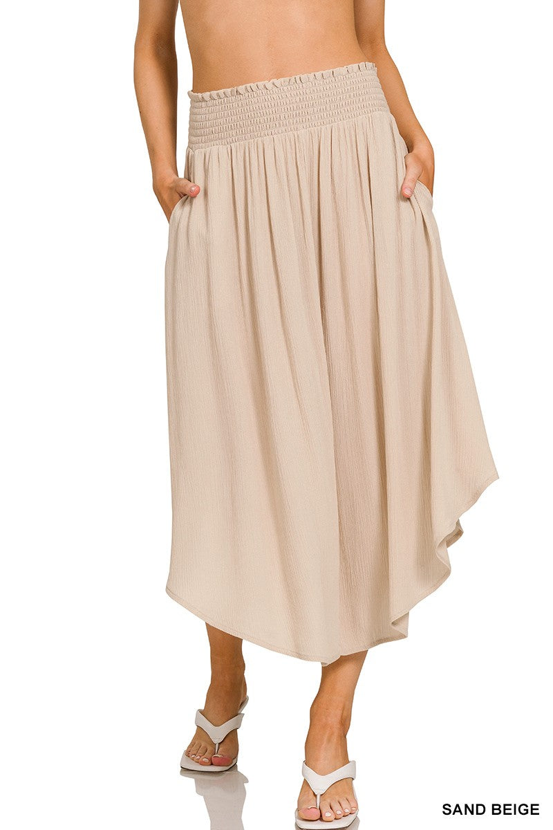 Crinkle Smocked Waist Skirt