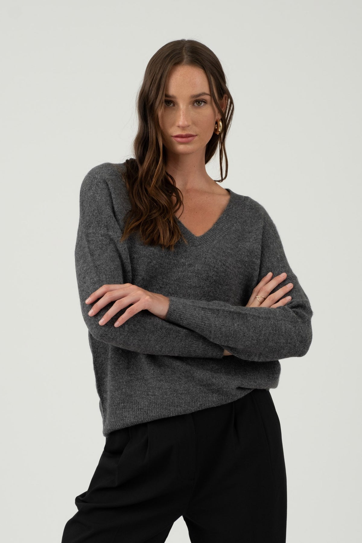 V-Neck Drop Shoulder Sweater