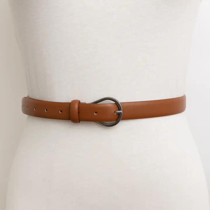 Skinny Pear Buckle Leather Belt
