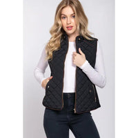 Quilted Padding Vest - Black