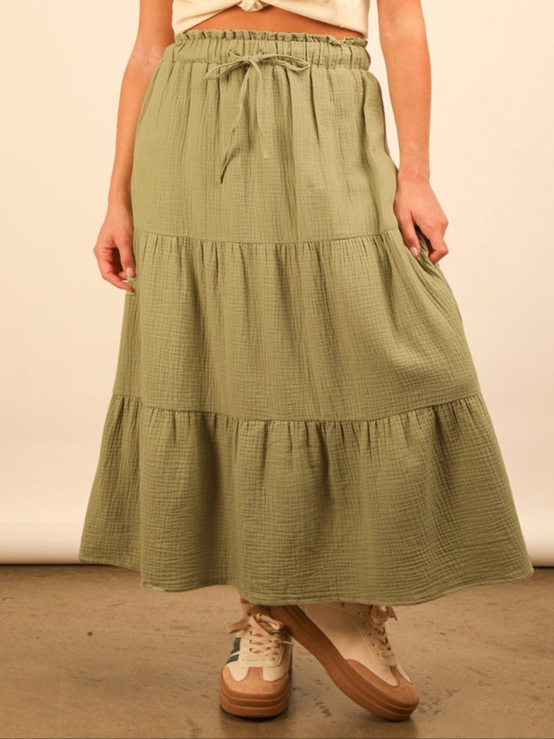 Elastic Waist Tiered Maxi