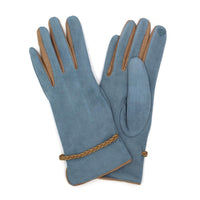 Suede Gloves W/Braided Leather Band