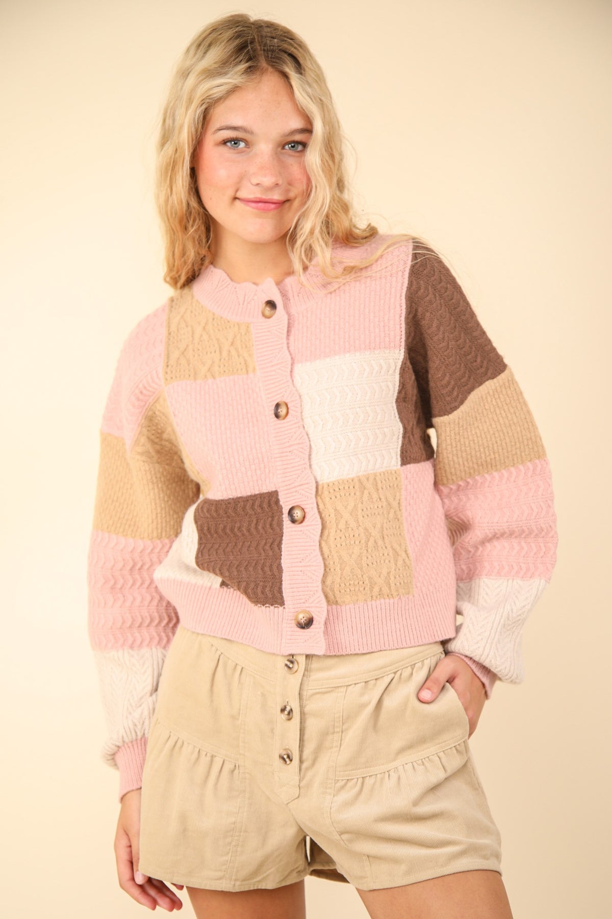 Color Block Textured Cardigan