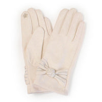 Suede Gloves W/Bows