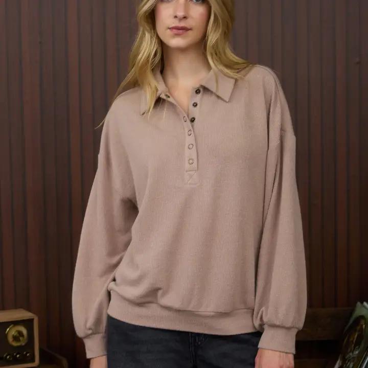 Collared Button Long Sleeve - Khaki