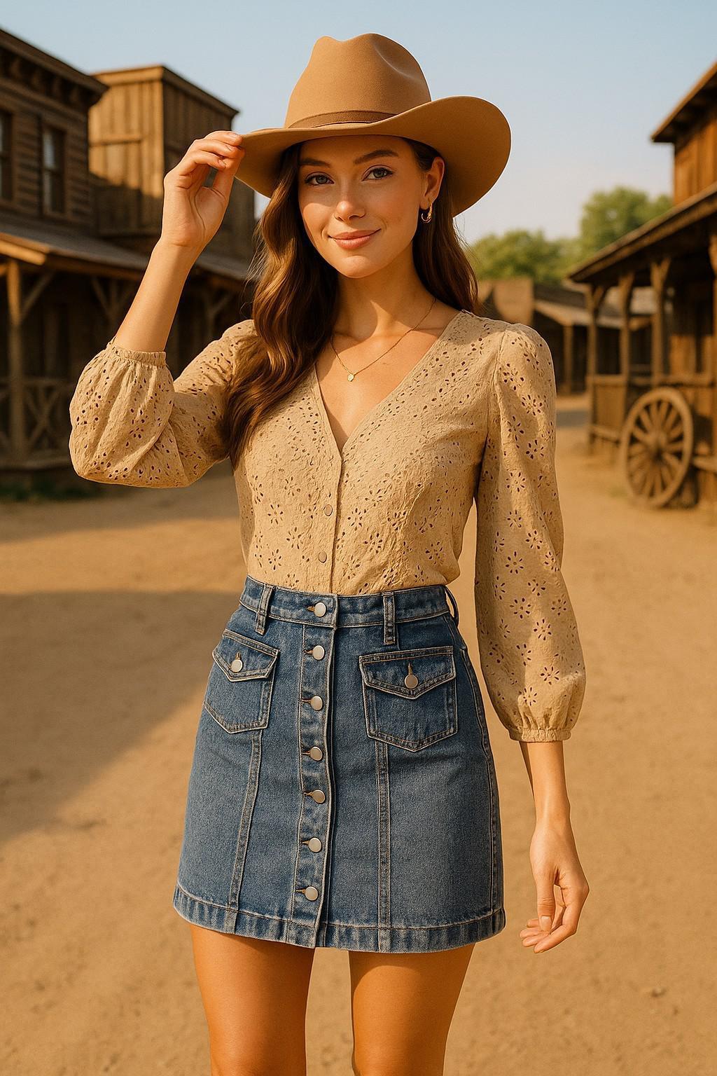 Button Down Denim Skirt