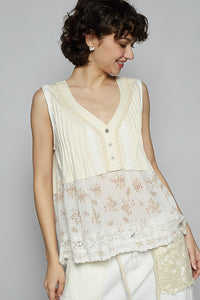 Vintage Washed Floral Patch Top