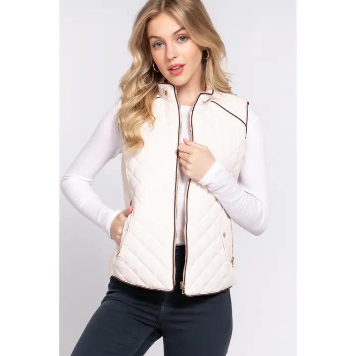 Quilted Padding Vest - Ivory