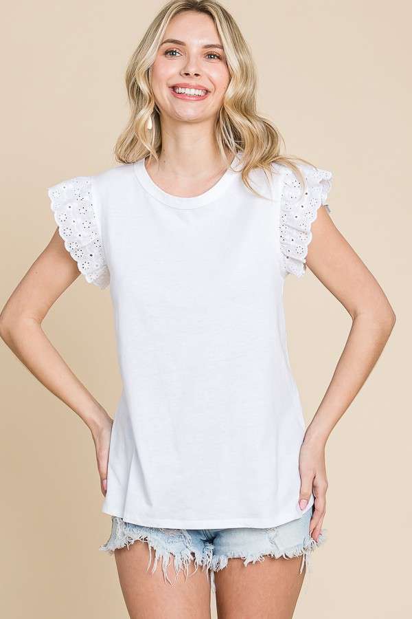 Eyelet Cap Sleeve Top
