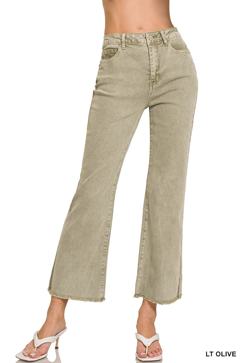 High Waist Frayed Bootcut Pants - Multiple Colors