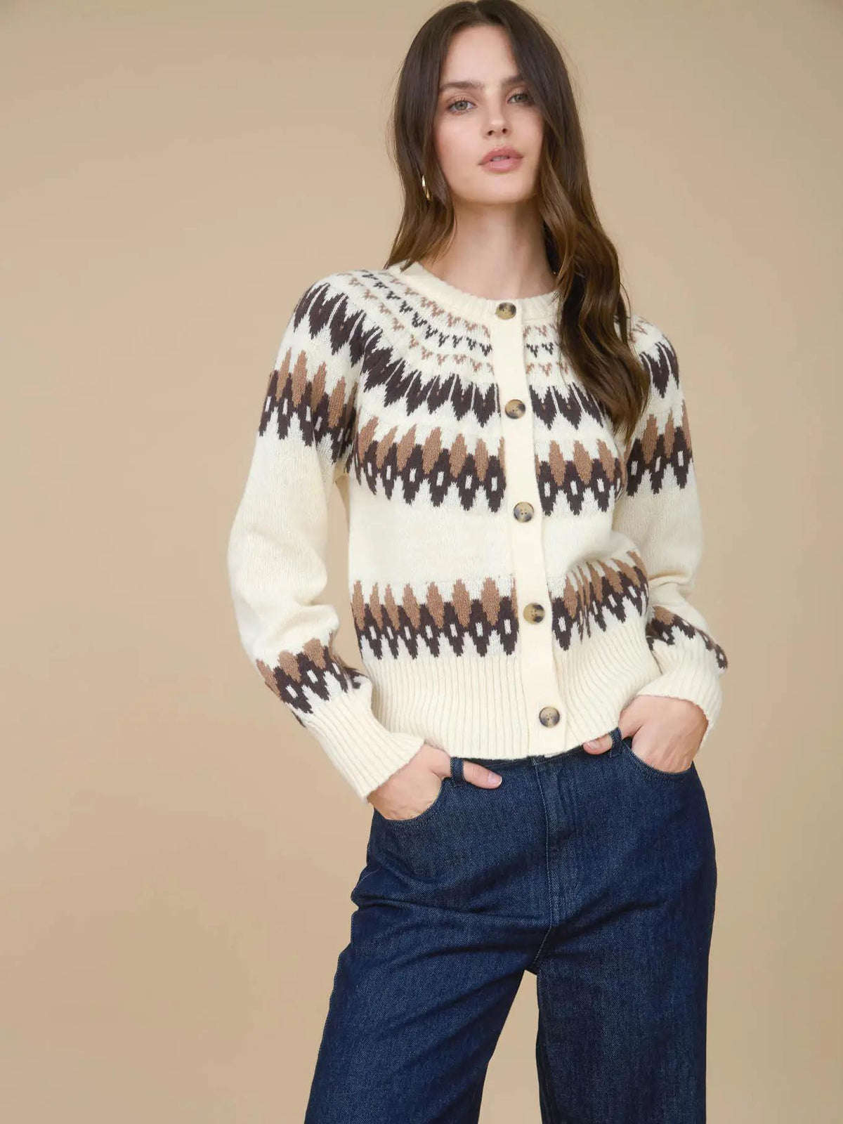 Fair Isle Cardigan - Ivory