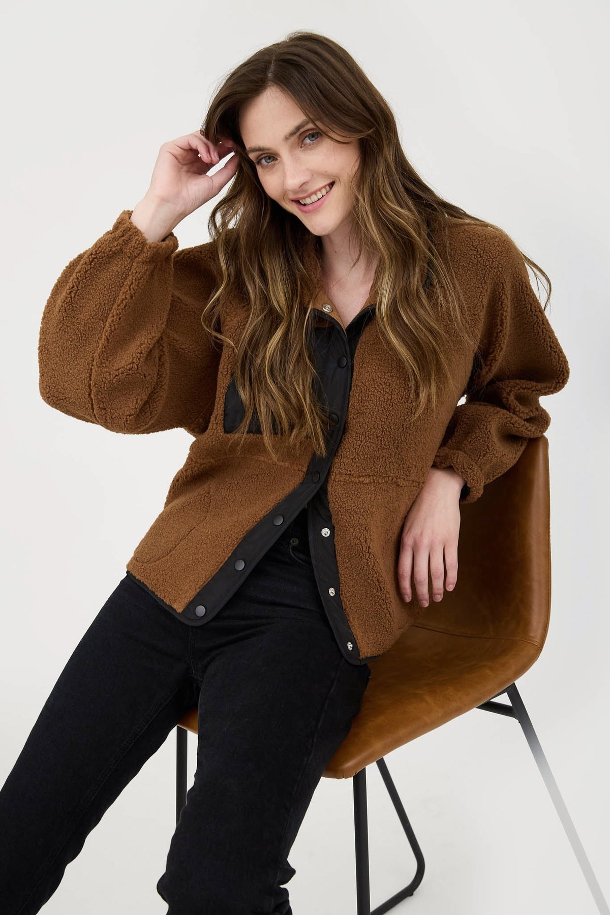 Colorblock Snap Button Down Jacket