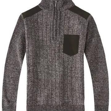 Knitted Half Zip Sweater - Melange Coffee
