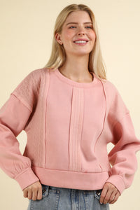 Cable Contrast Detail Crop Top