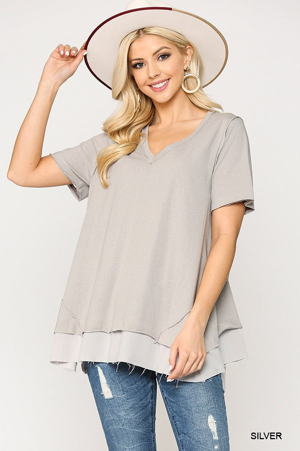 Silver Deep V-Neck Tunic