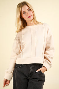 Cable Contrast Detail Crop Top