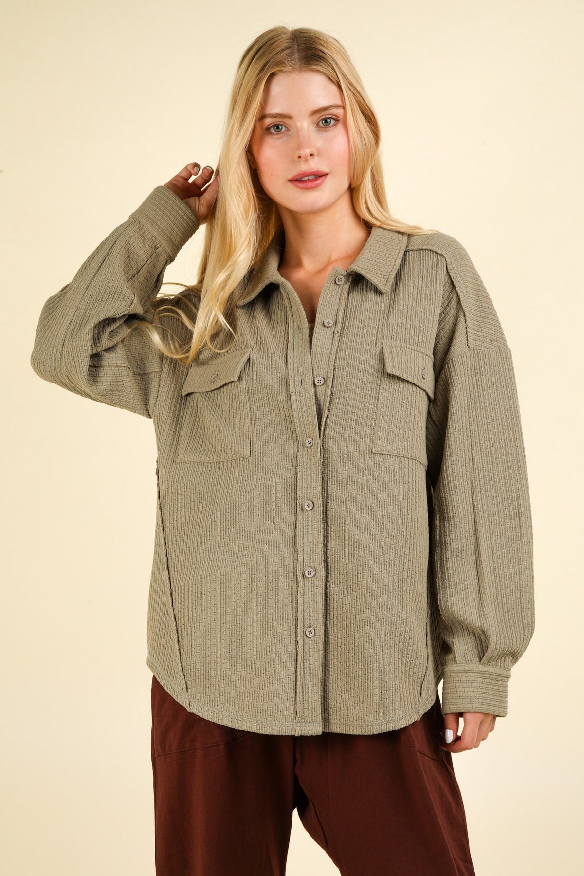 Oversized Textured Cozy Shacket