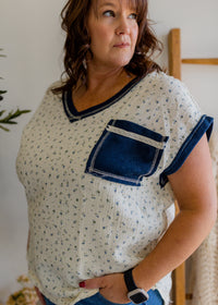 V-Neck Floral Print Top