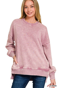 Acid Wash Hi-Low Pullover