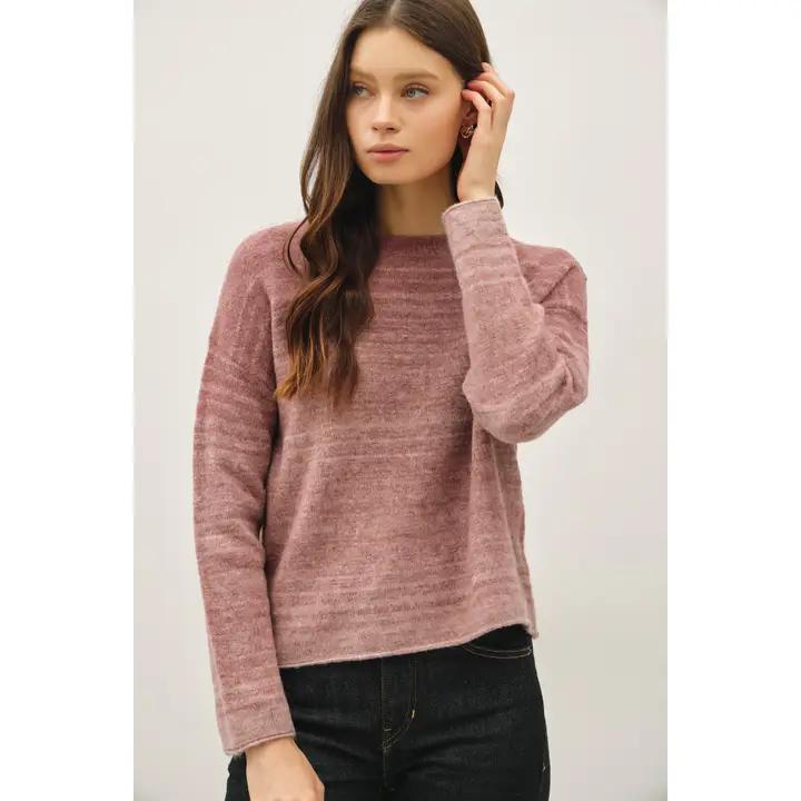 Gradient Striped Boxy Sweater - Pink