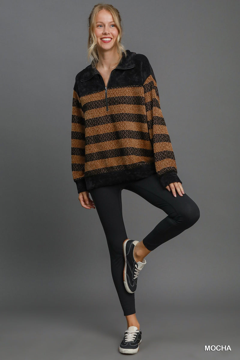 Striped Half Zip Top