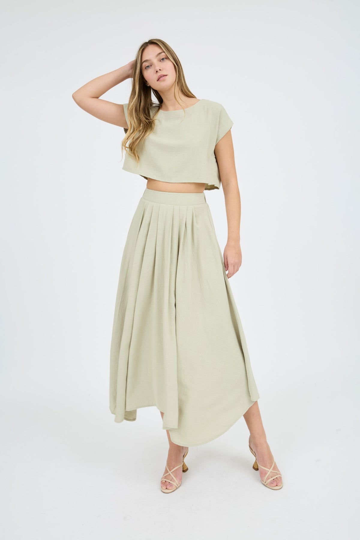 Pleated Handkerchief Linen Skirt