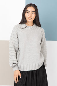Textured Sleeve Sweater