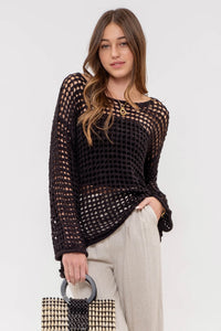 Oversized Sheer Crochet Pullover