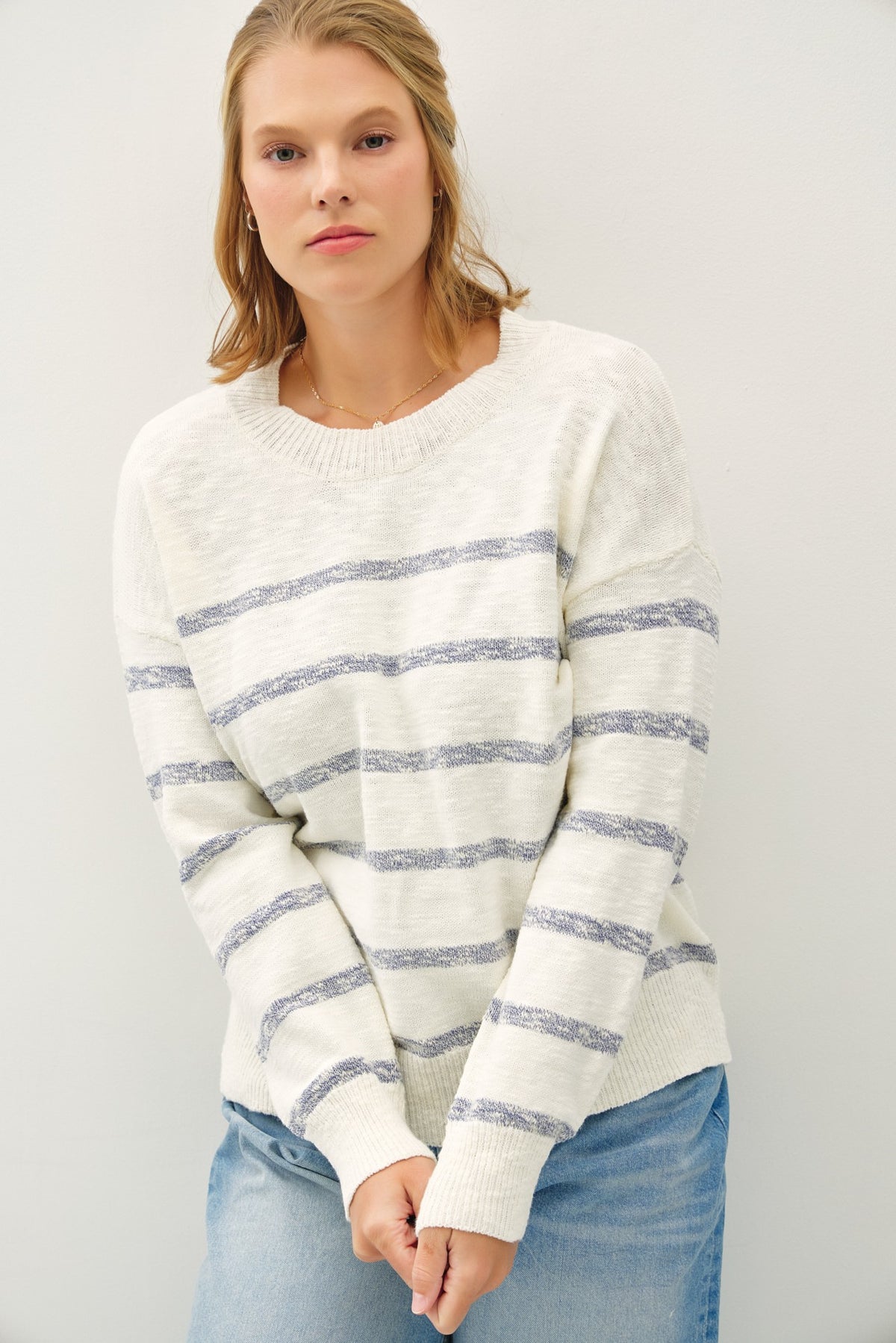 Plus Heather Striped Sweater