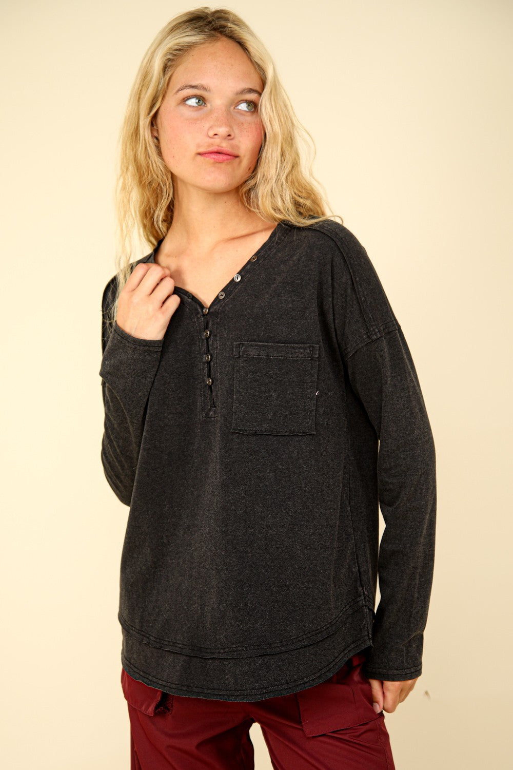 Mineral Washed Knit Top
