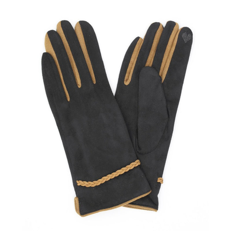Suede Gloves W/Braided Leather Band