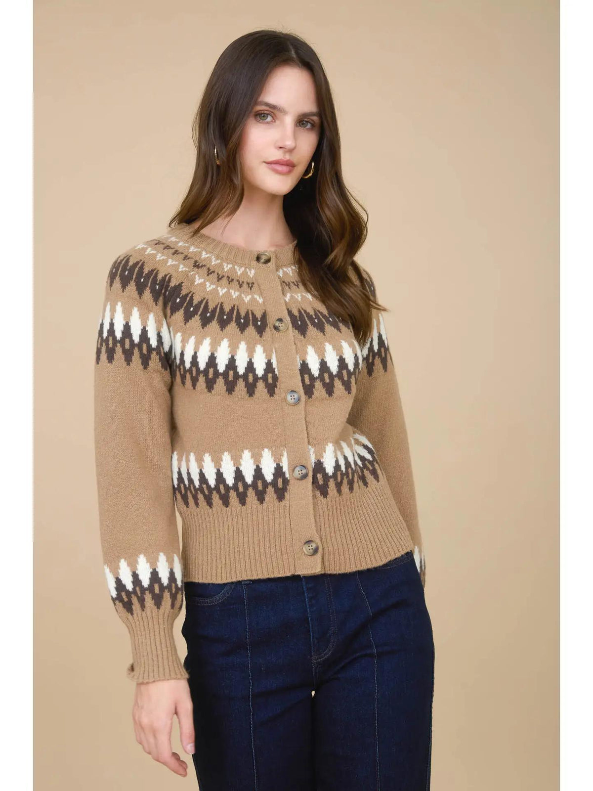Fair Isle Cardigan - Khaki