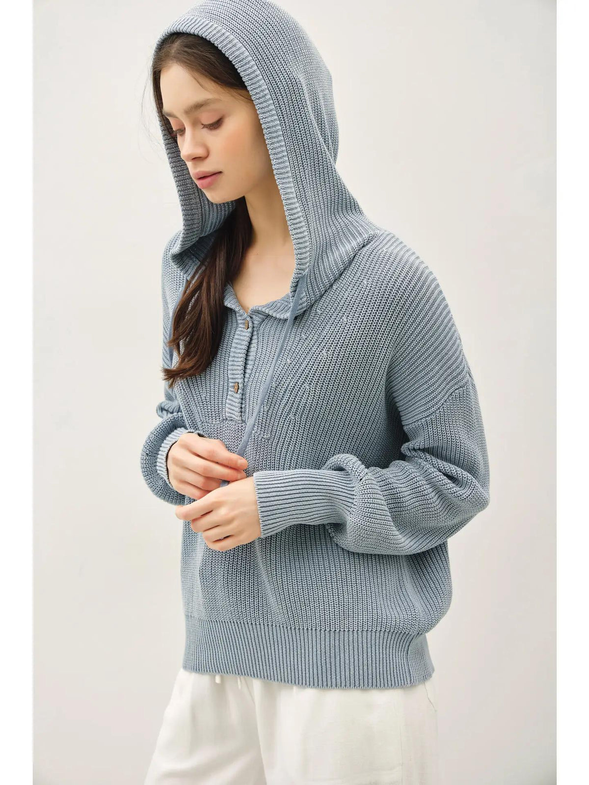 Chunky Hoodie Sweater - Slate Blue