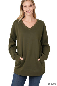 V-neck Sweatshirt w/Pockets