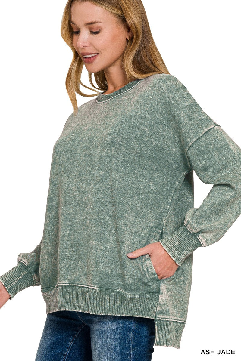Acid Wash Hi-Low Pullover