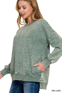 Acid Wash Hi-Low Pullover