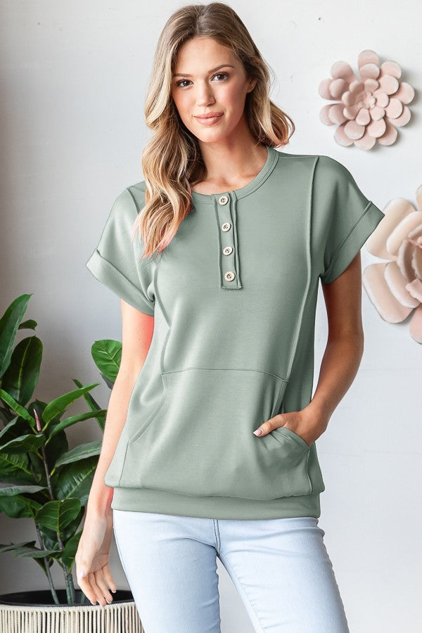 Plus Short Sleeve Modal Button Up