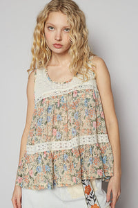 Sleeveless Woven Floral Top
