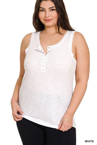 Ribbed Button Tank