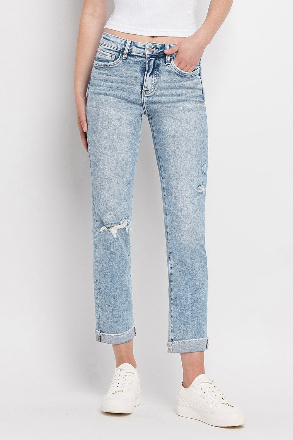 Blue Bliss - High Rise Cuff Slim Straight
