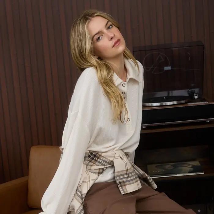Collared Button Long Sleeve - Cream