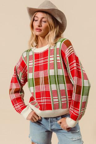 Christmas Plaid Crewneck Sweater