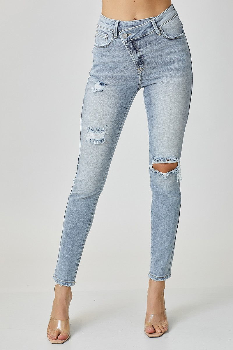 Hi Rise Crossover Skinny Jean