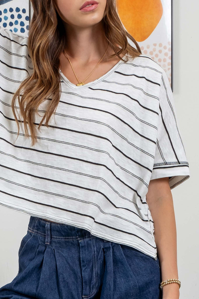 Striped V-Neck Top