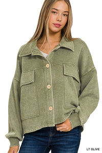 Acid Washed Cropped Shacket