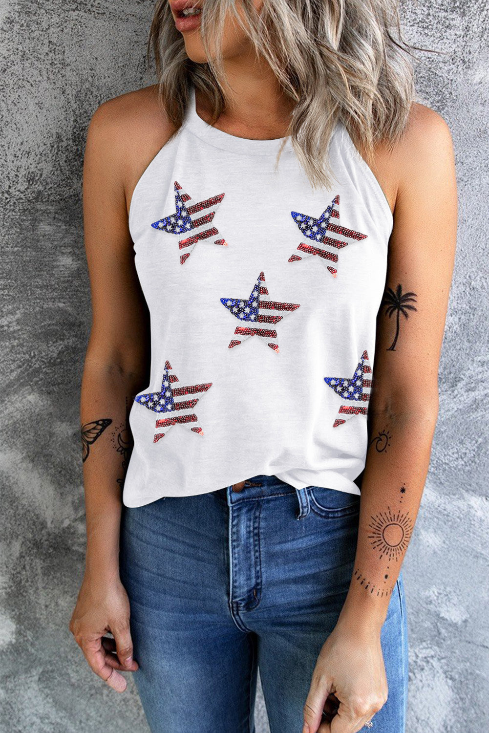 Sequined American Flag Tank