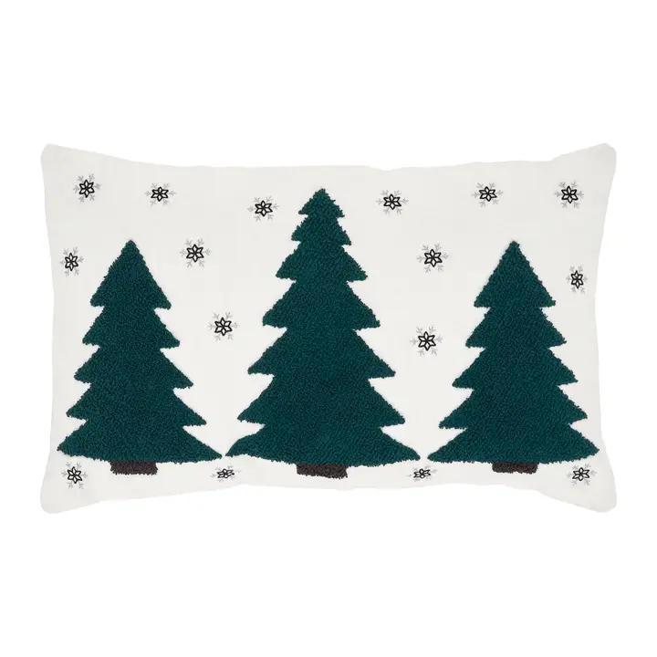Pine Plaid Embroidered Pillow