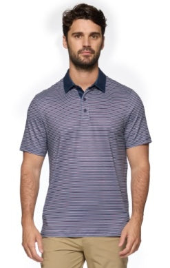 Kiawah Contrast Collar Mini Stripe Polo