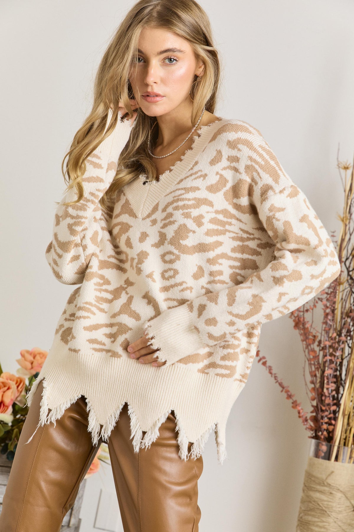 Distressed Leopard Sweater