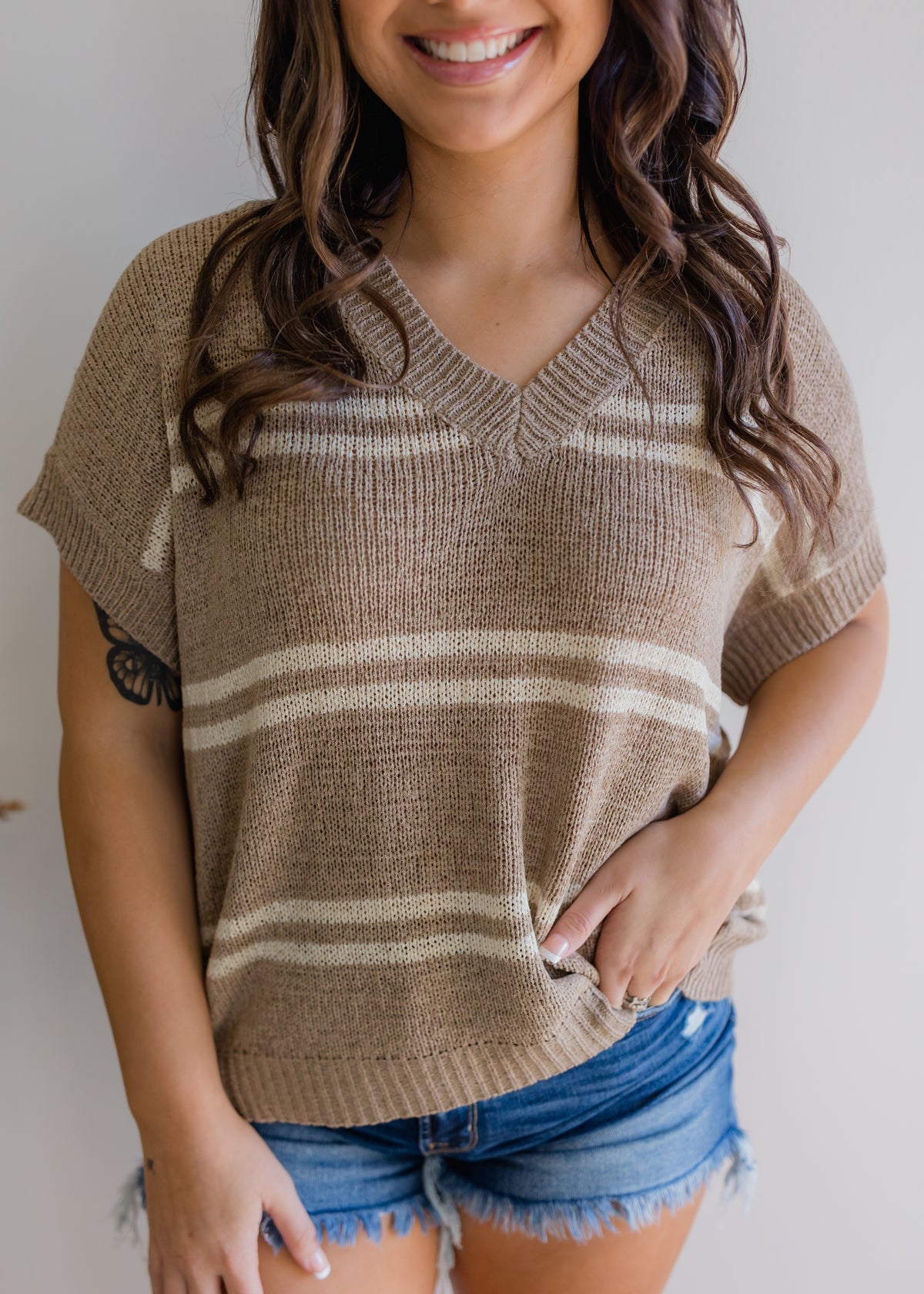 Striped V-Neck Sweater